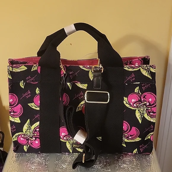 BETSEY JOHNSON FLORAL CANVAS TOTE - Picture 1 of 16